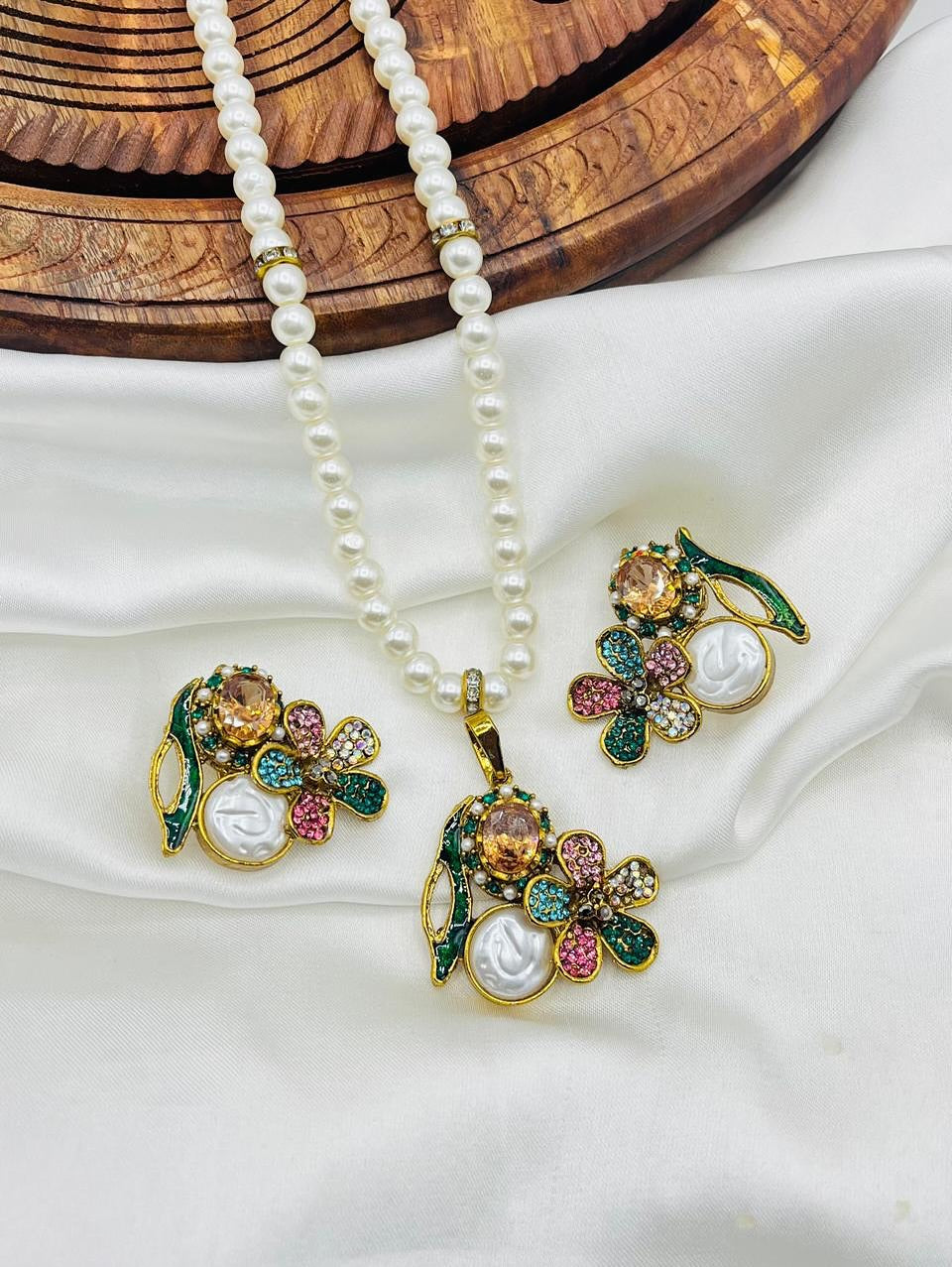 Luxury Turkish Beaded Mala Set – Statement Ethnic Necklace with Earrings