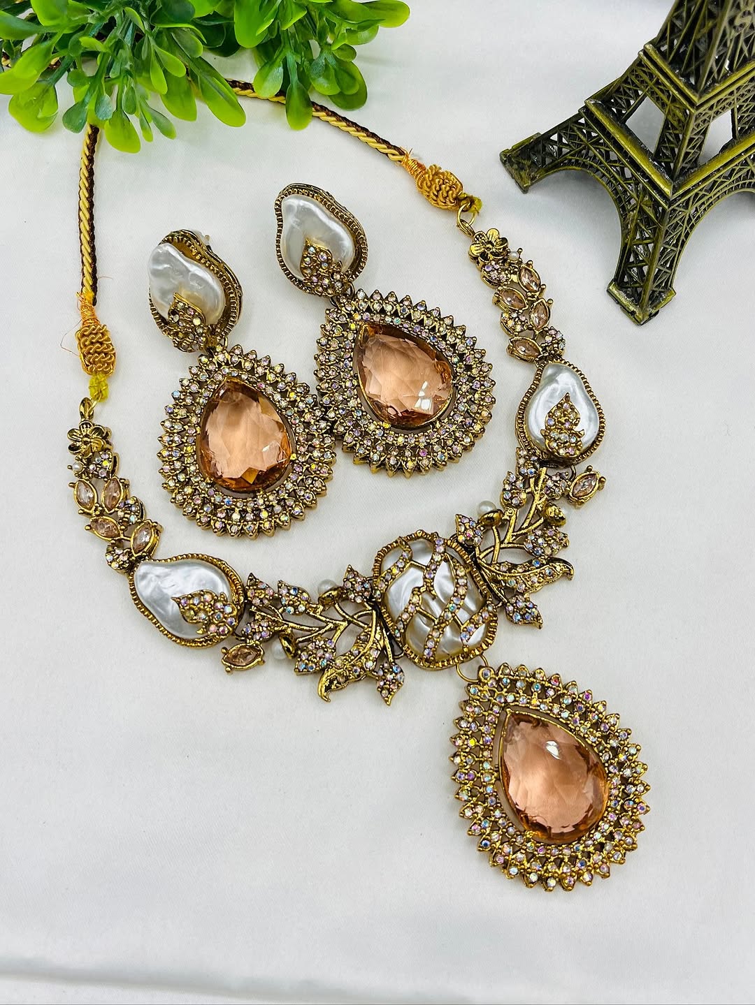 Turkish Doublet Stone Necklace – Premium Design in 10 Elegant Colours