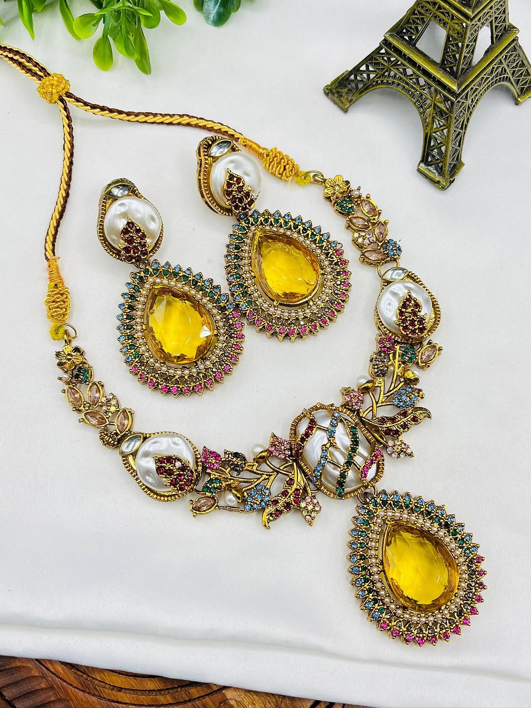 Turkish Doublet Stone Necklace – Premium Design in 10 Elegant Colours