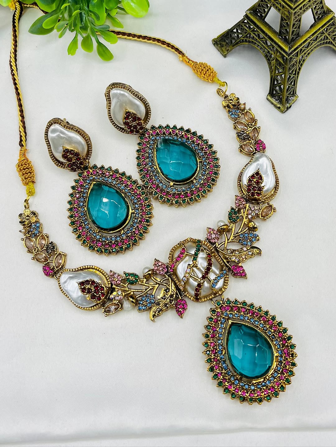 Turkish Doublet Stone Necklace – Premium Design in 10 Elegant Colours