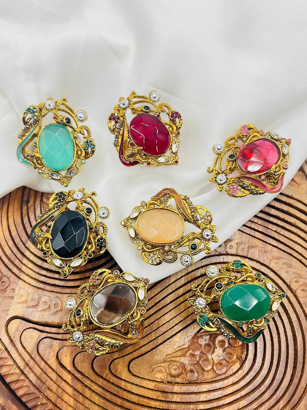 Stylish Doublet Stone Adjustable Ring – Trendy & Elegant Everyday Accessory