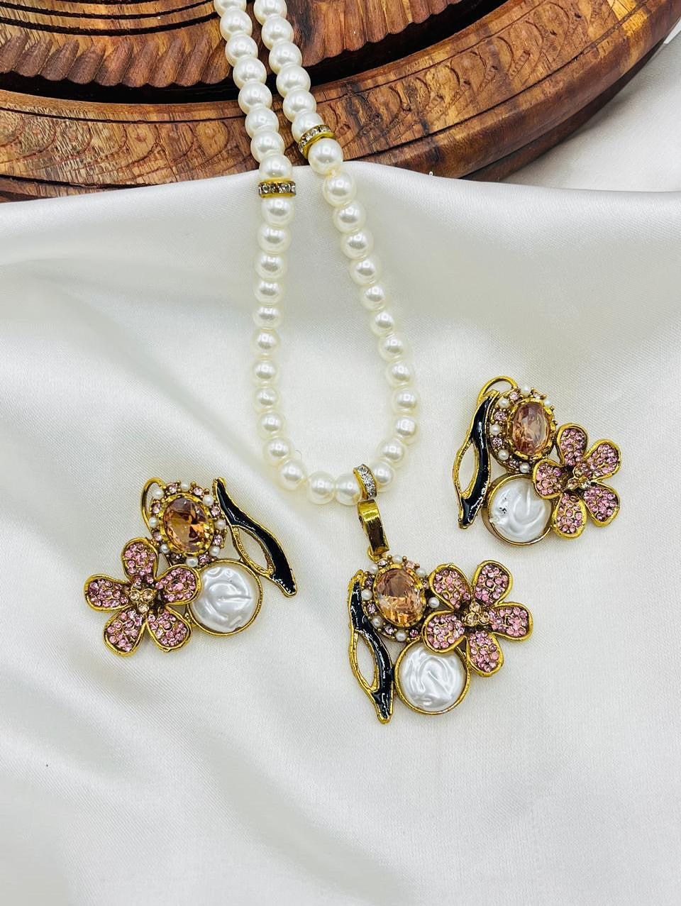 Luxury Turkish Beaded Mala Set – Statement Ethnic Necklace with Earrings