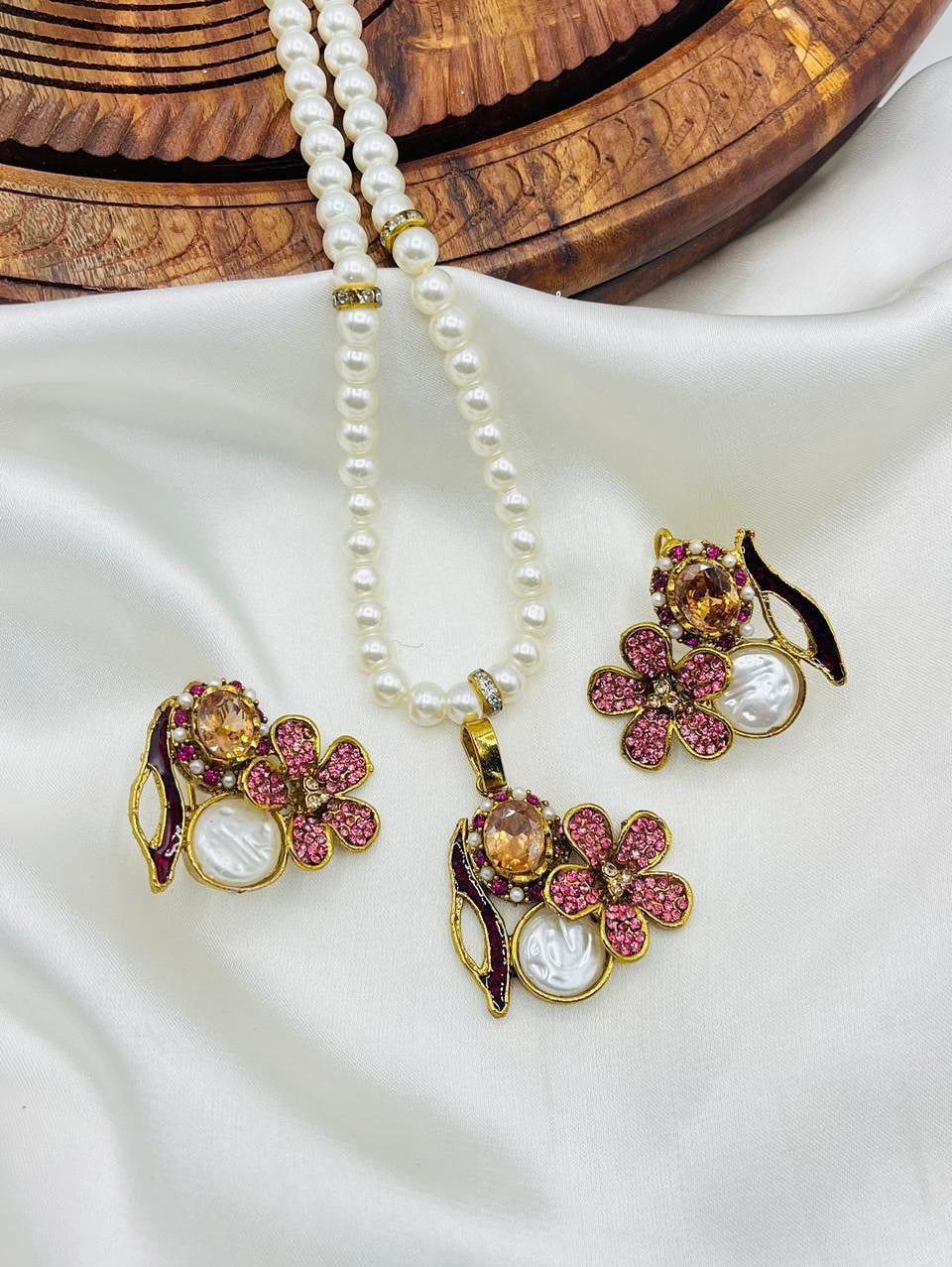 Luxury Turkish Beaded Mala Set – Statement Ethnic Necklace with Earrings