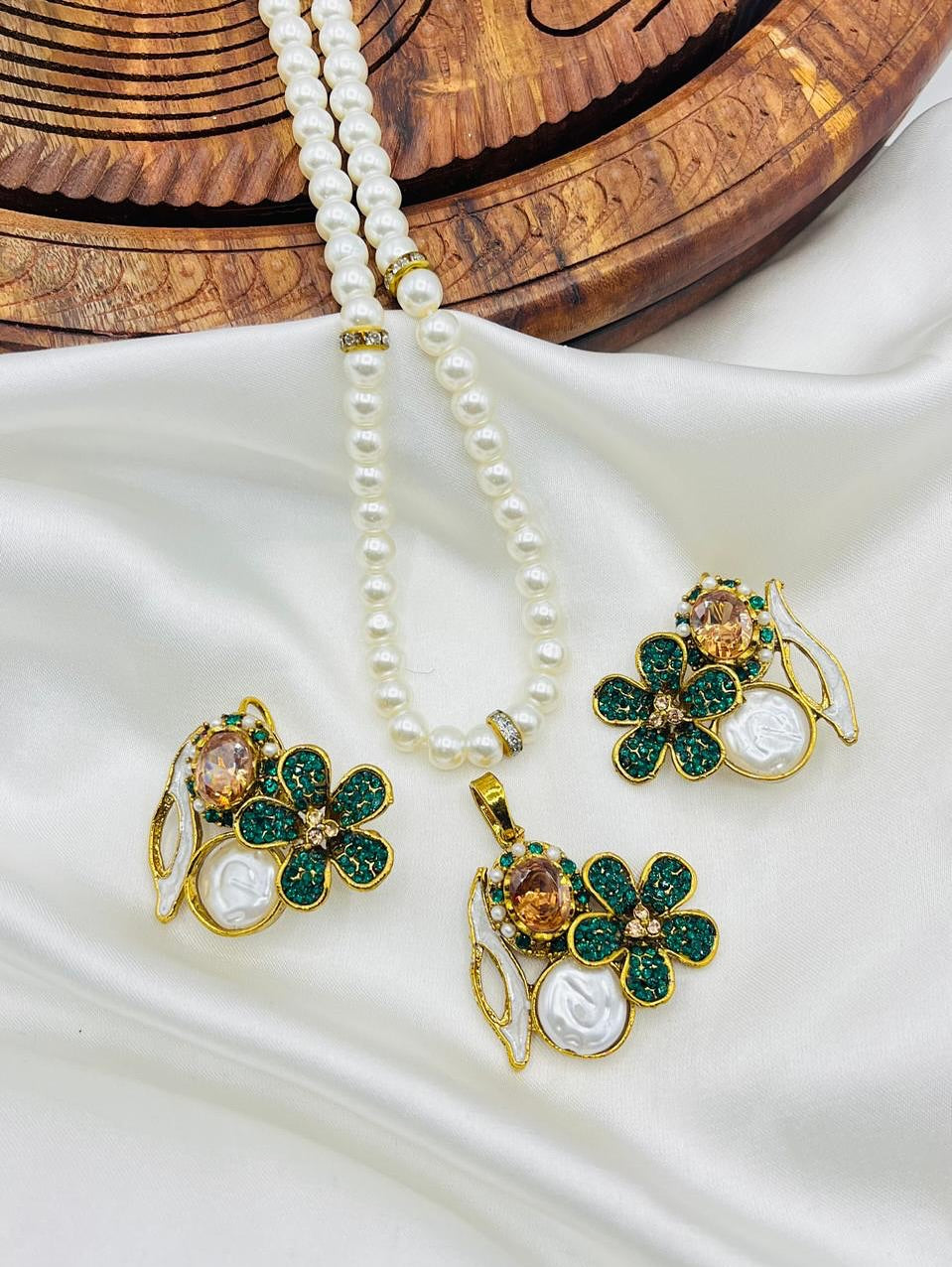 Luxury Turkish Beaded Mala Set – Statement Ethnic Necklace with Earrings