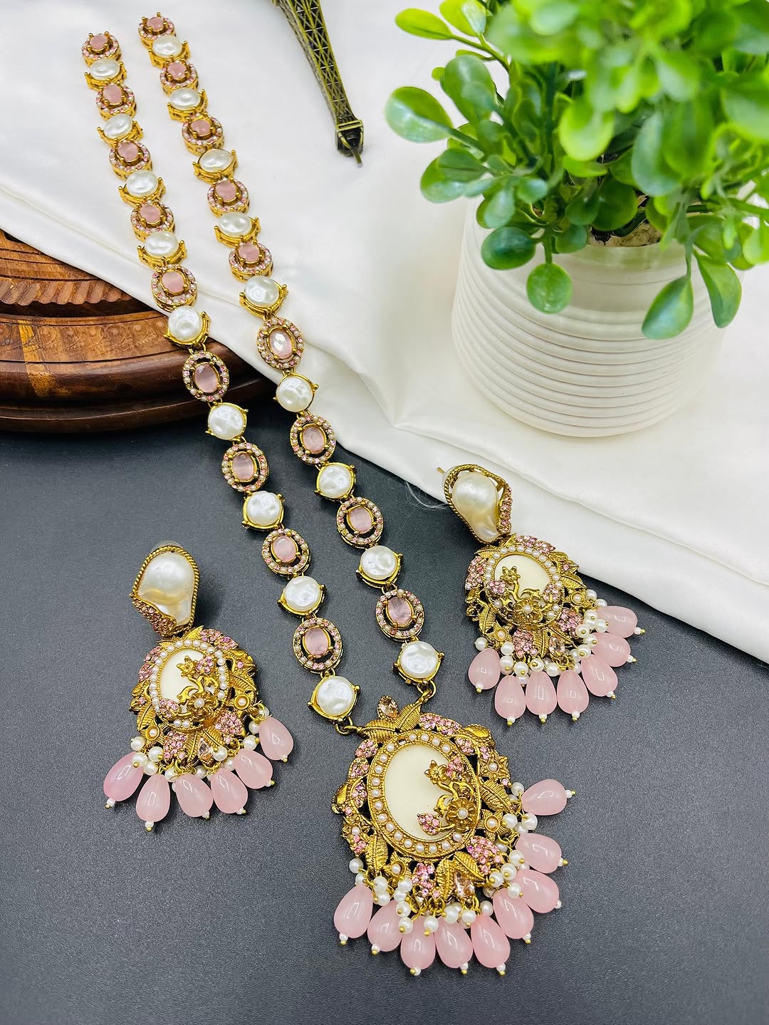Turkish Long Mala Necklace Set with Earrings – Royal Ethnic Bridal Jewelry