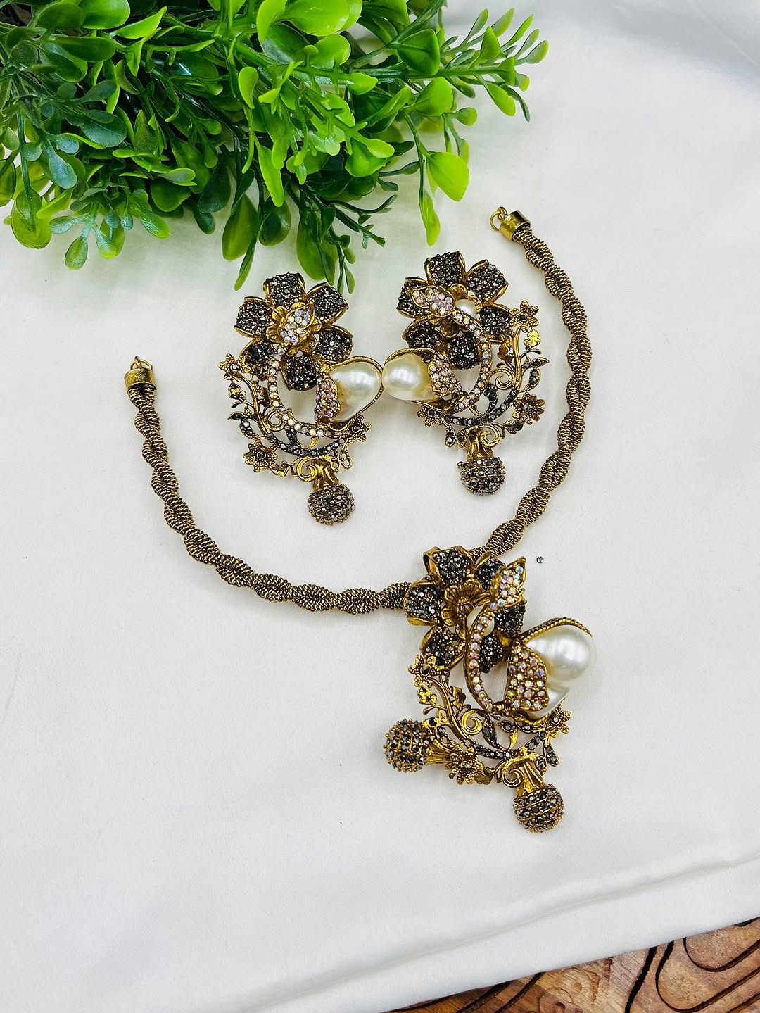 Vintage Turkish Hasli Necklace Set – Designer Antique Finish Jewelry