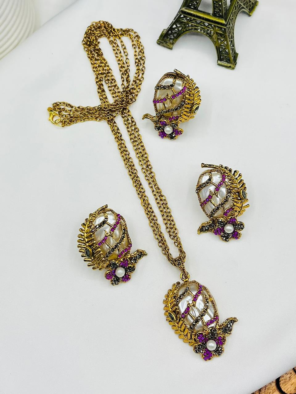 Turkish Locket Combo Set – Elegant Double Layer Chain with Locket, Ring & Tops