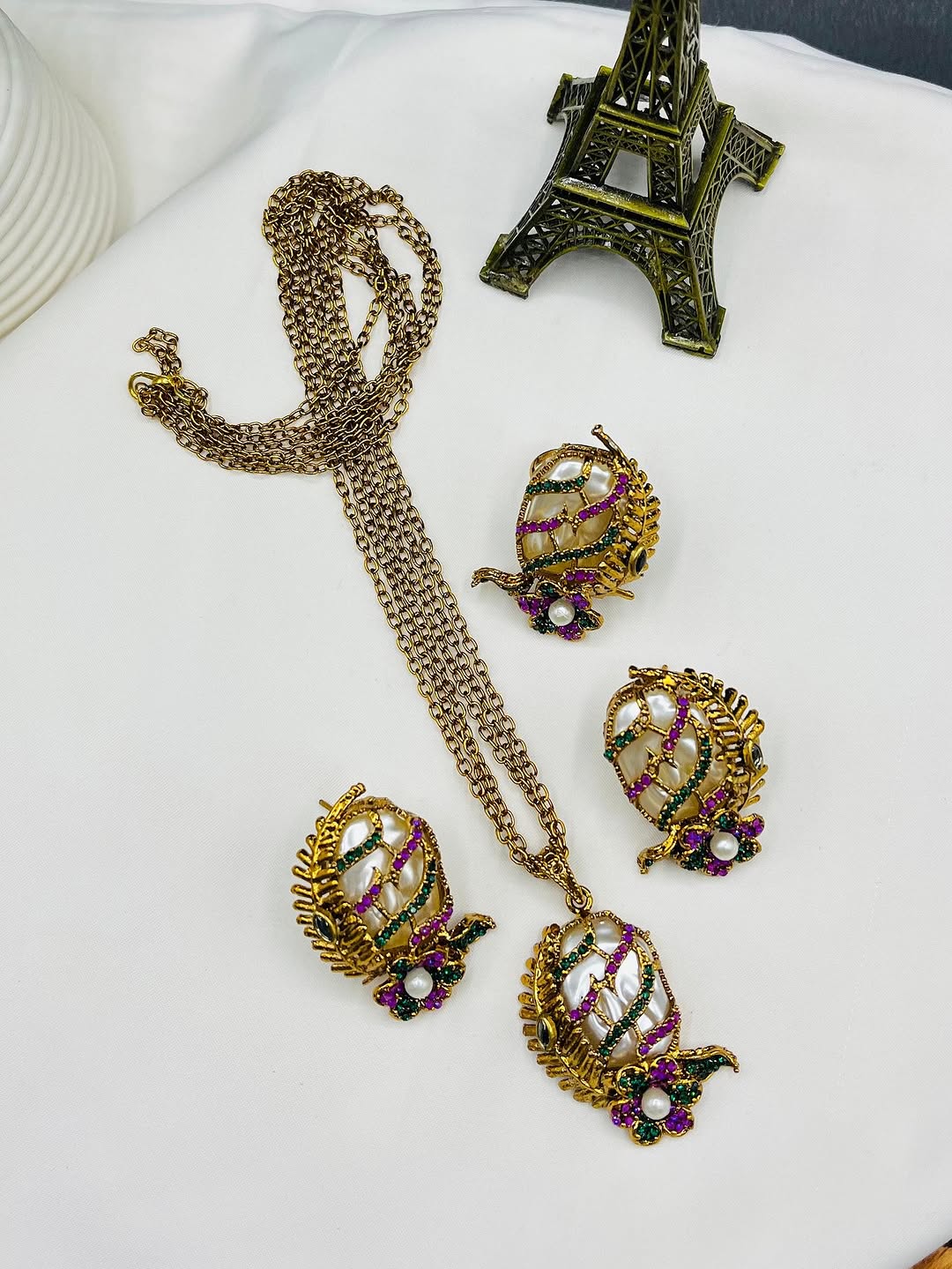 Turkish Locket Combo Set – Elegant Double Layer Chain with Locket, Ring & Tops