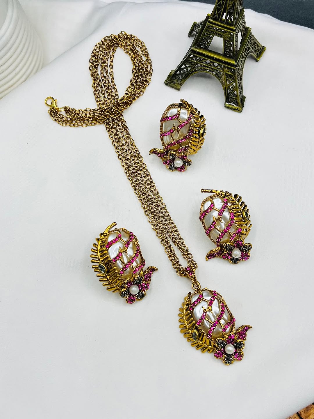 Turkish Locket Combo Set – Elegant Double Layer Chain with Locket, Ring & Tops