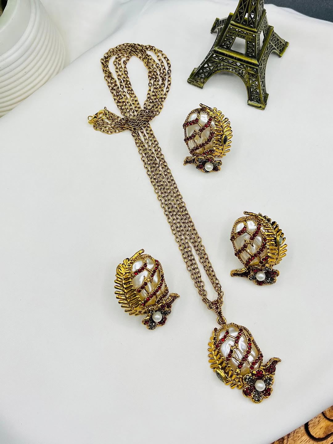 Turkish Locket Combo Set – Elegant Double Layer Chain with Locket, Ring & Tops