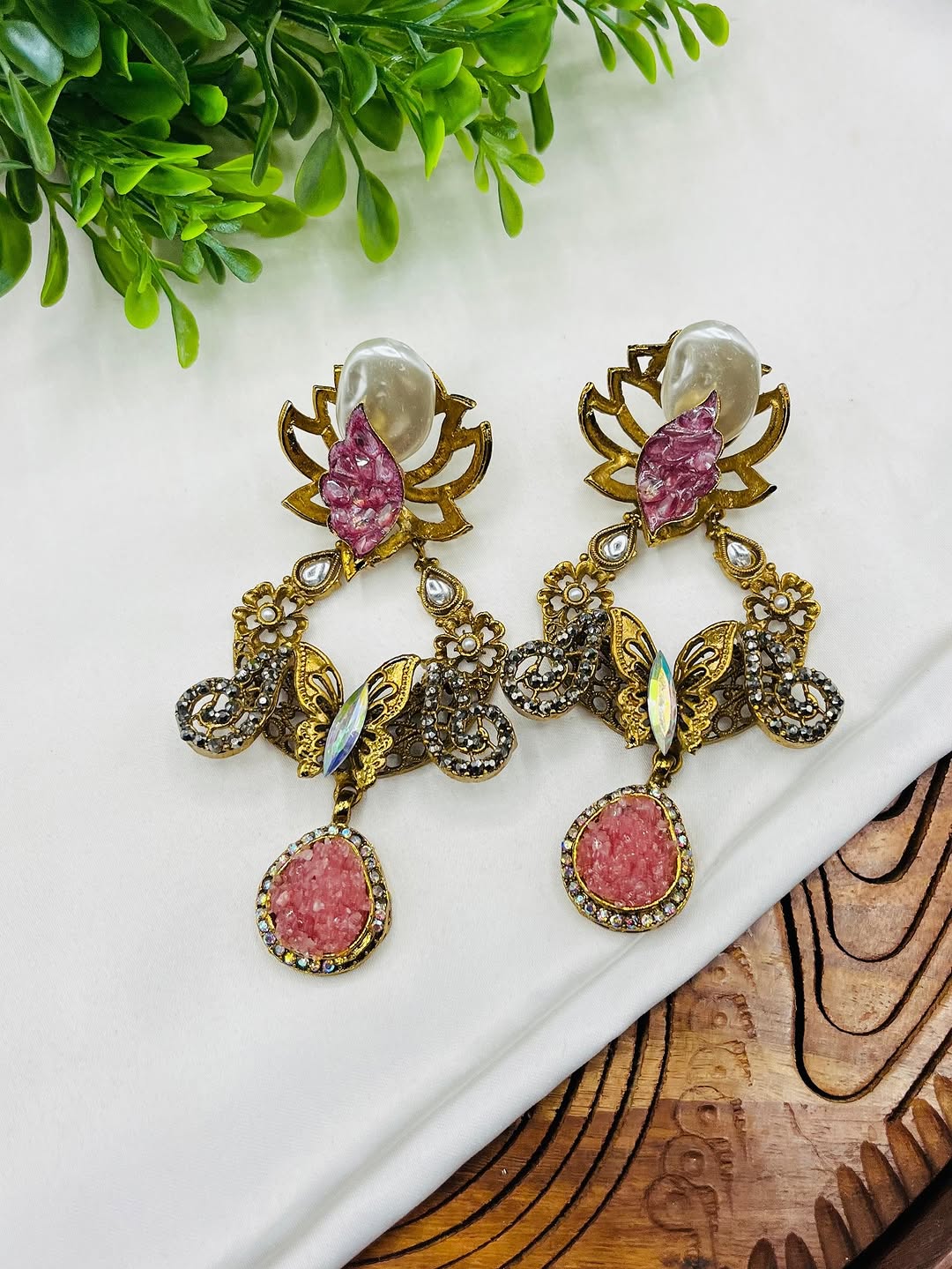 Premium Turkish Earrings with Crush Stone – Stylish Designer Jewelry