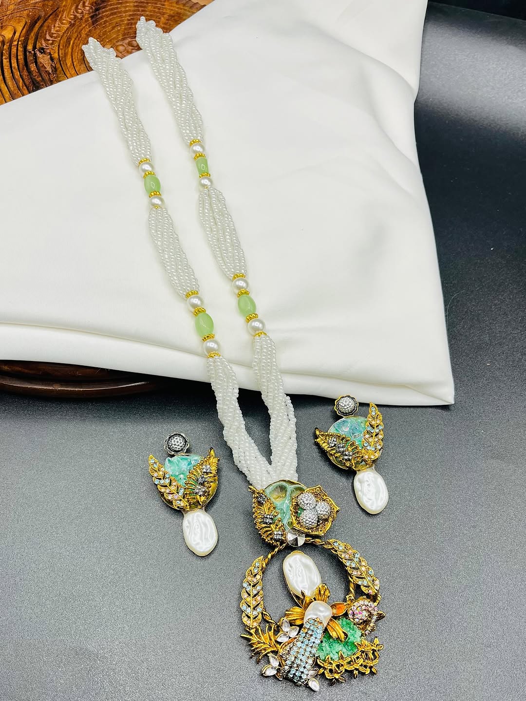 Ethnic Designer Mala Necklace & Tops Set – Traditional Fashion Jewelry