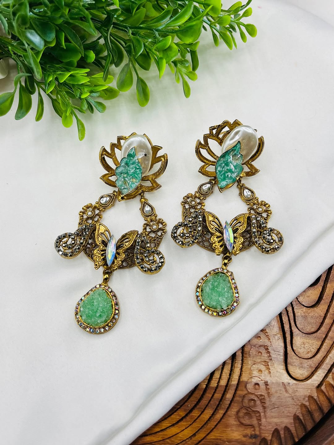 Premium Turkish Earrings with Crush Stone – Stylish Designer Jewelry