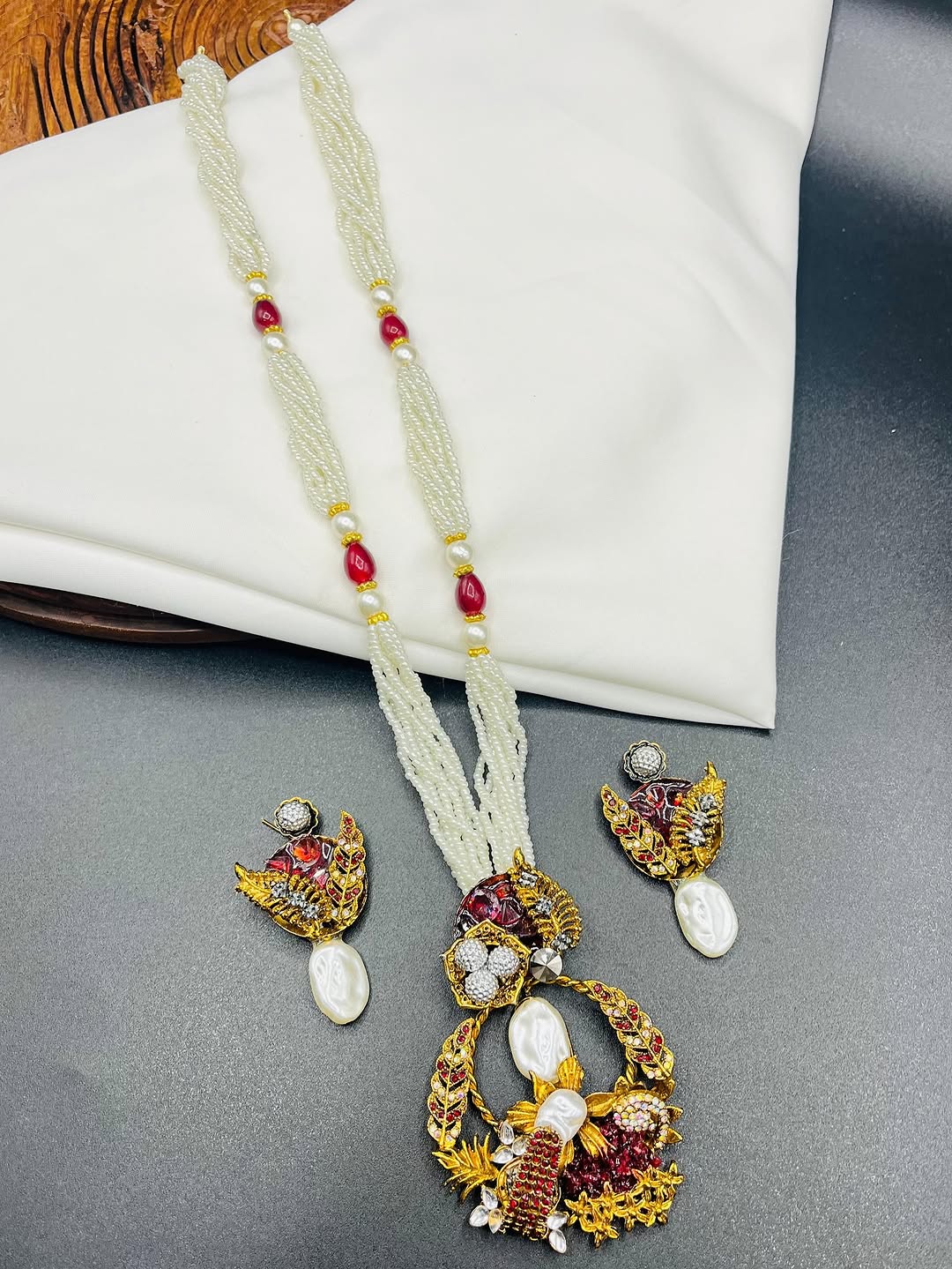 Ethnic Designer Mala Necklace & Tops Set – Traditional Fashion Jewelry