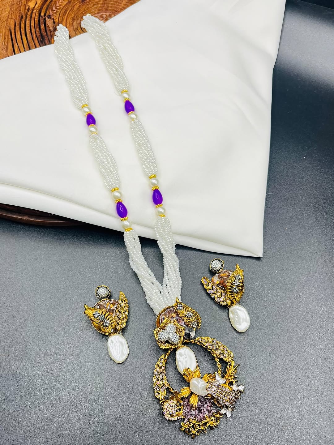 Ethnic Designer Mala Necklace & Tops Set – Traditional Fashion Jewelry