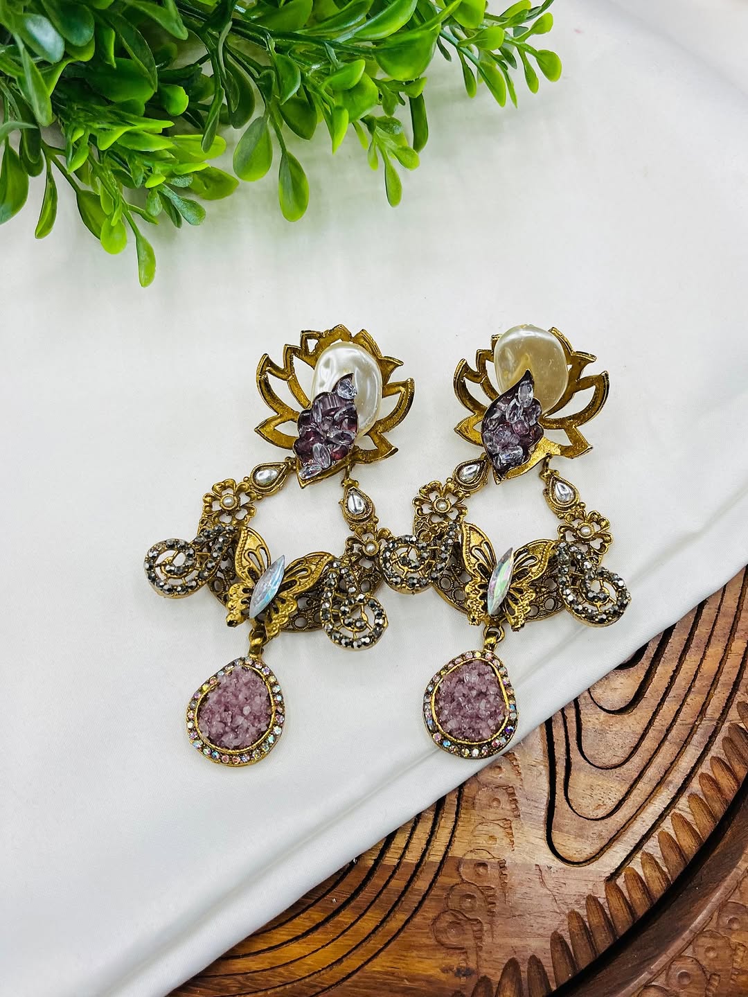 Premium Turkish Earrings with Crush Stone – Stylish Designer Jewelry