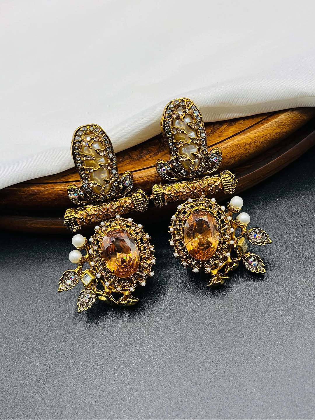 Antique Gold Turkish Earrings – Classic Ottoman-Inspired Beauty