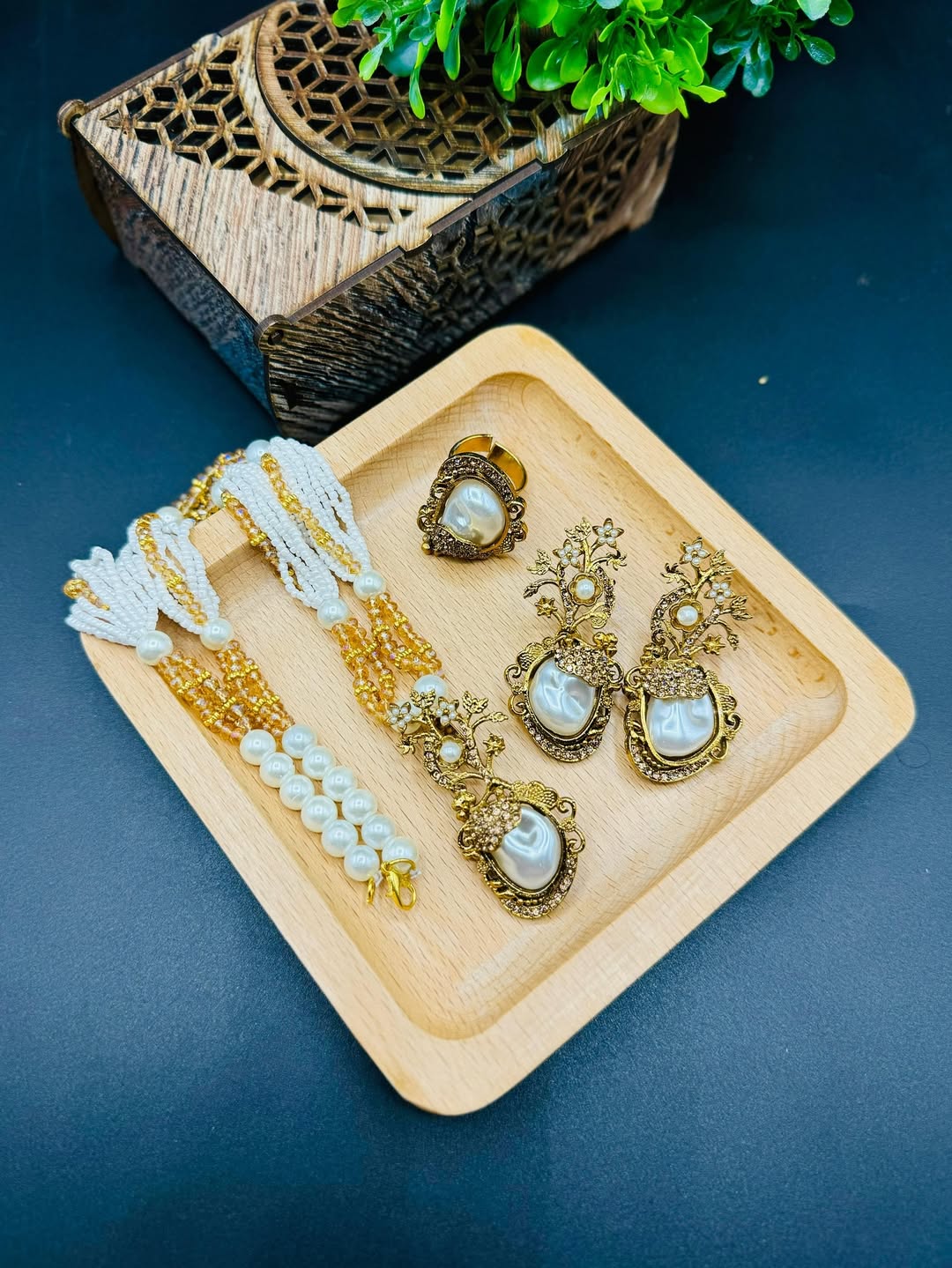 Turkish Combo Set with Mala & Adjustable Ring – Elegant Jewelry