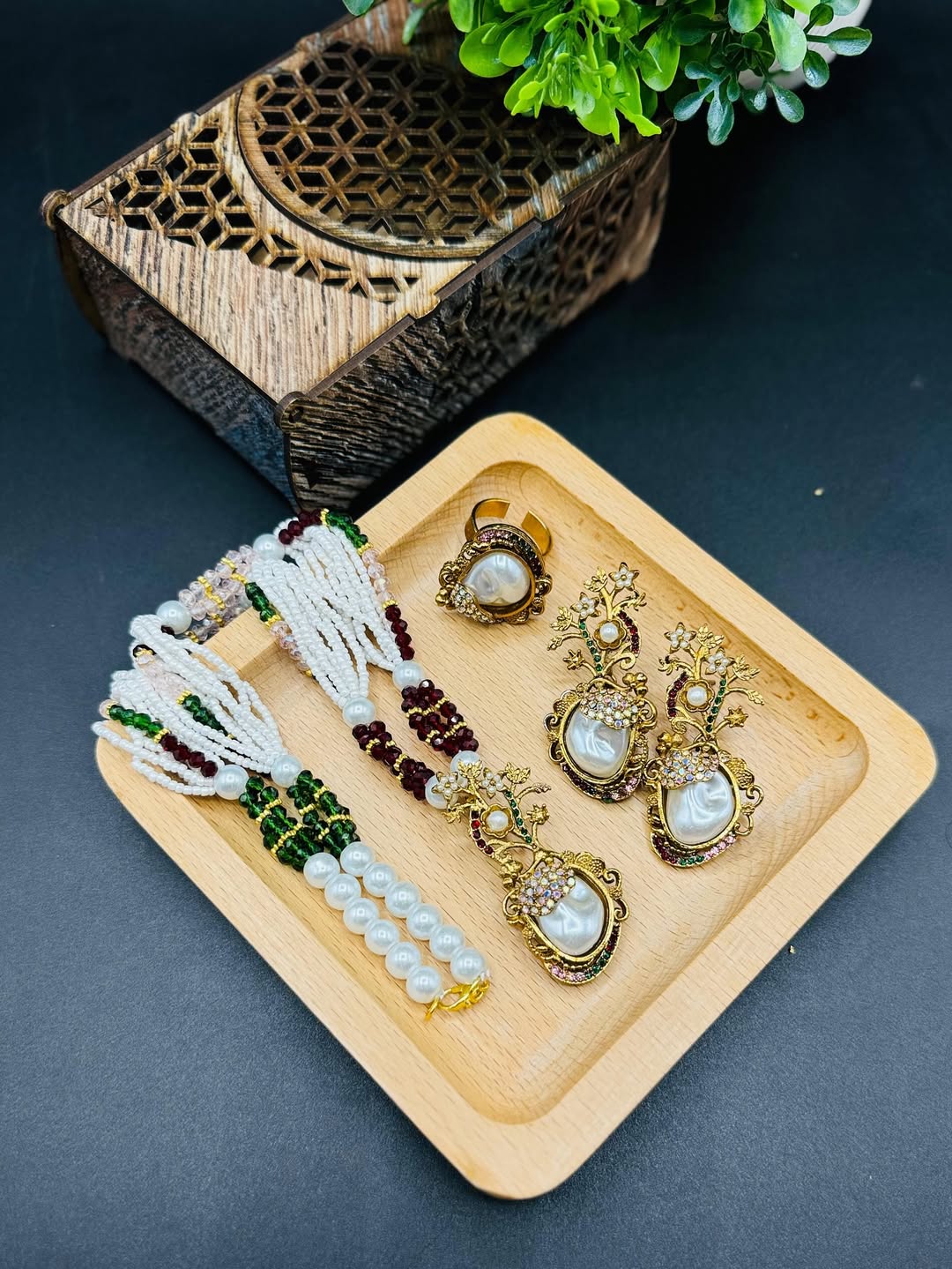 Turkish Combo Set with Mala & Adjustable Ring – Elegant Jewelry