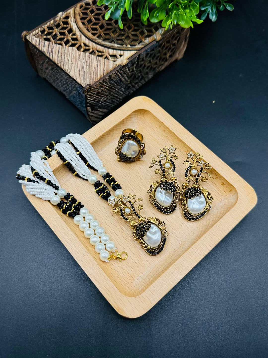 Turkish Combo Set with Mala & Adjustable Ring – Elegant Jewelry