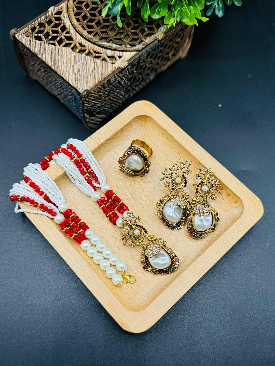 Turkish Combo Set with Mala & Adjustable Ring – Elegant Jewelry