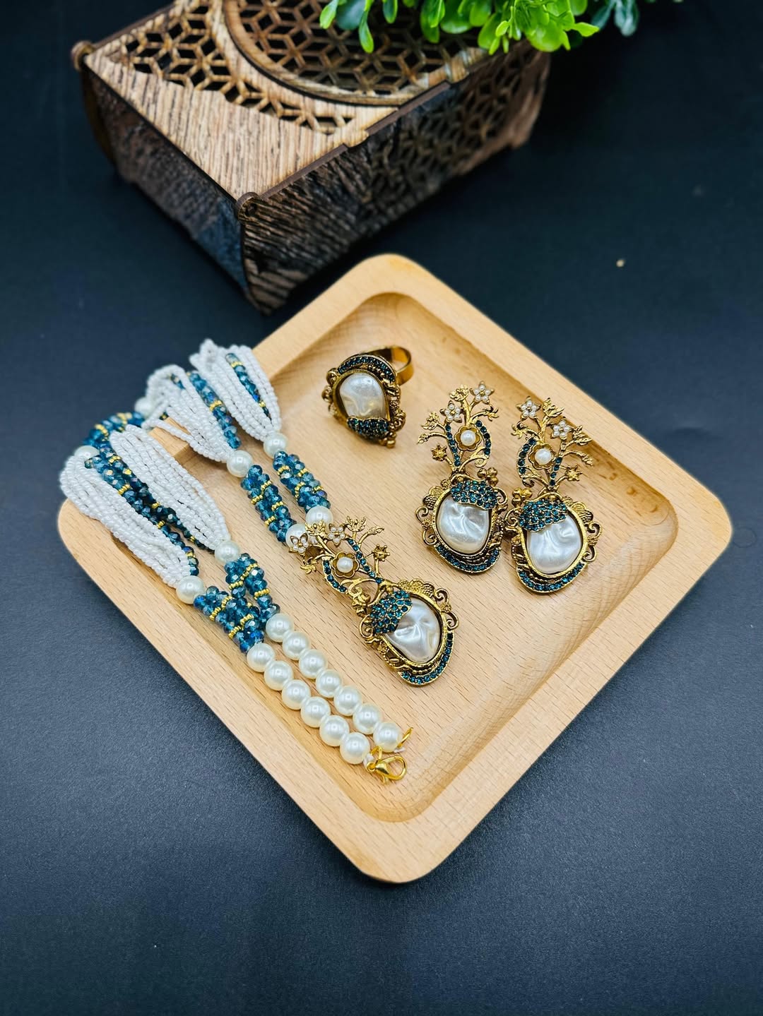 Turkish Combo Set with Mala & Adjustable Ring – Elegant Jewelry