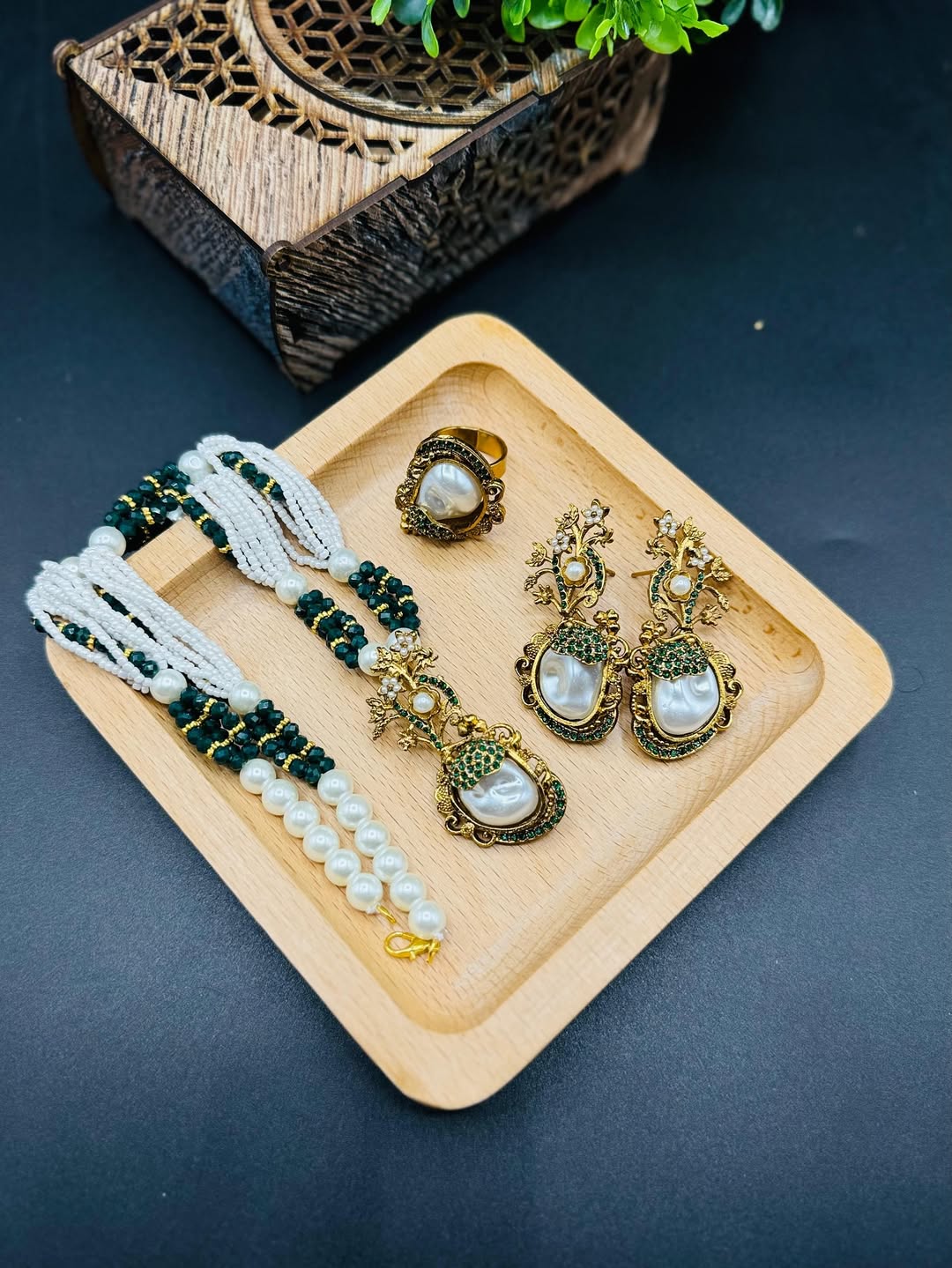 Turkish Combo Set with Mala & Adjustable Ring – Elegant Jewelry