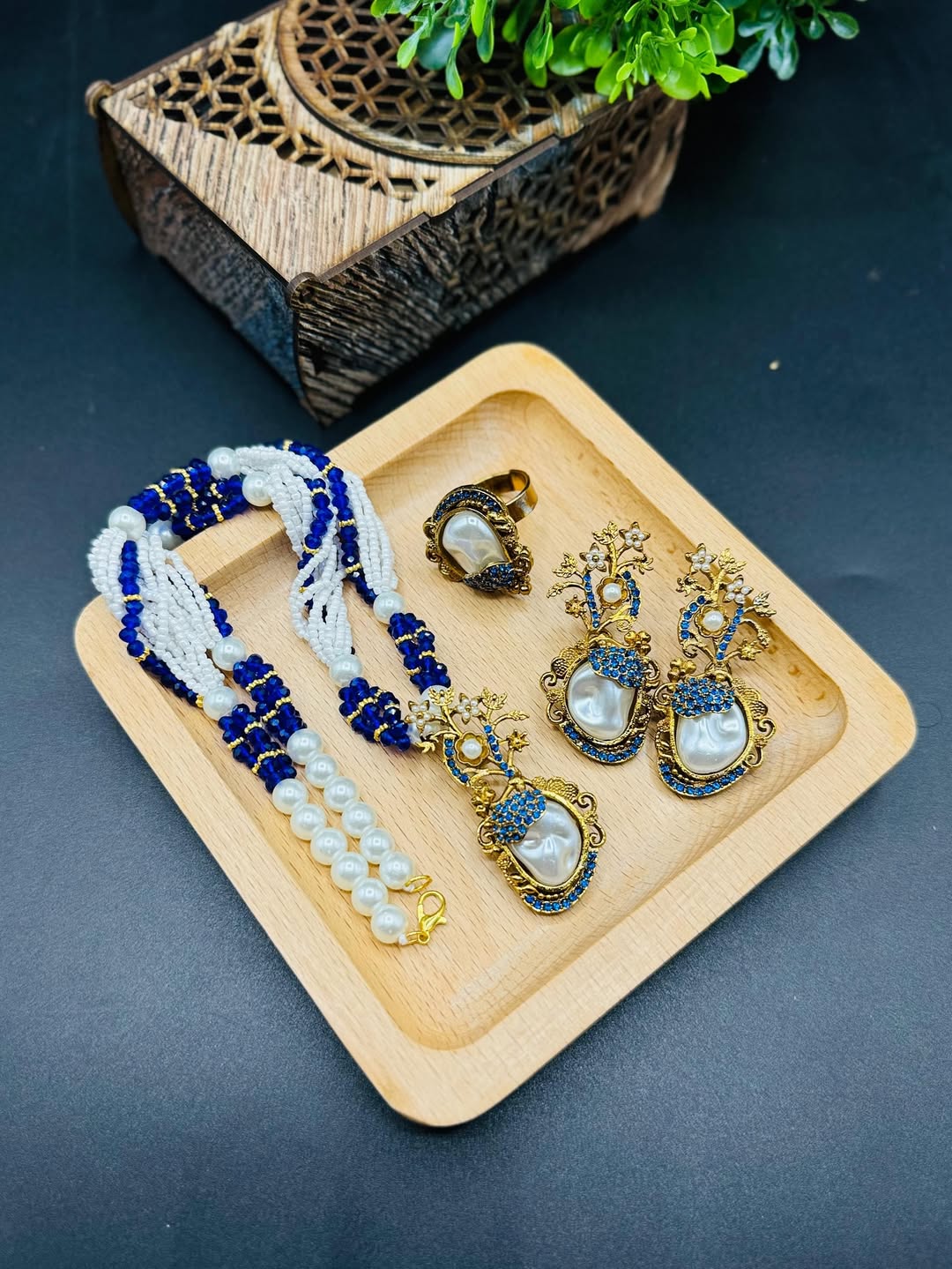 Turkish Combo Set with Mala & Adjustable Ring – Elegant Jewelry