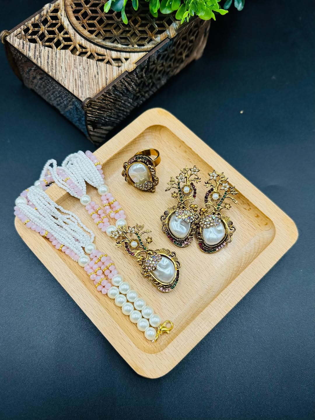 Turkish Combo Set with Mala & Adjustable Ring – Elegant Jewelry